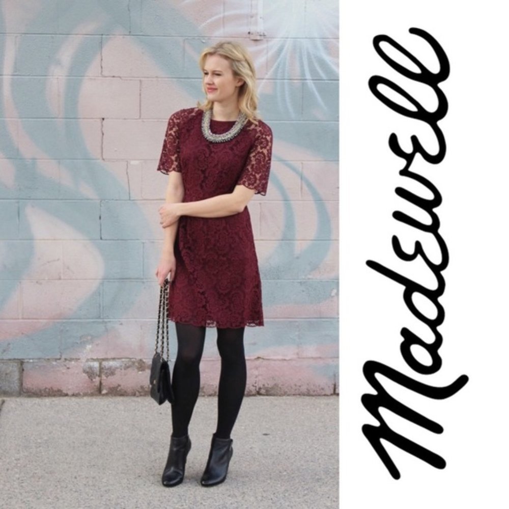 Madewell Burgundy Lace Magnolia Dress Size 0 NWOT - Picture 2 of 16